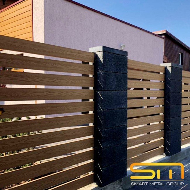 Composite wood fences, openwork fence