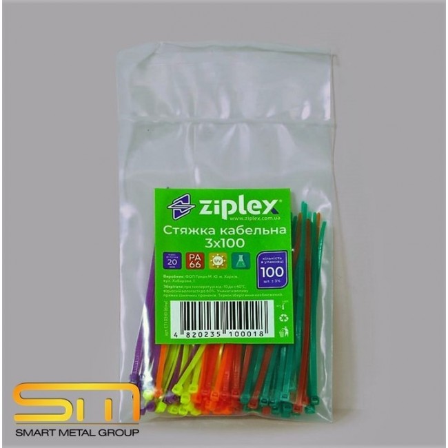 Colored cable ties "Pig tails" 3 x 100 - 100 pcs.