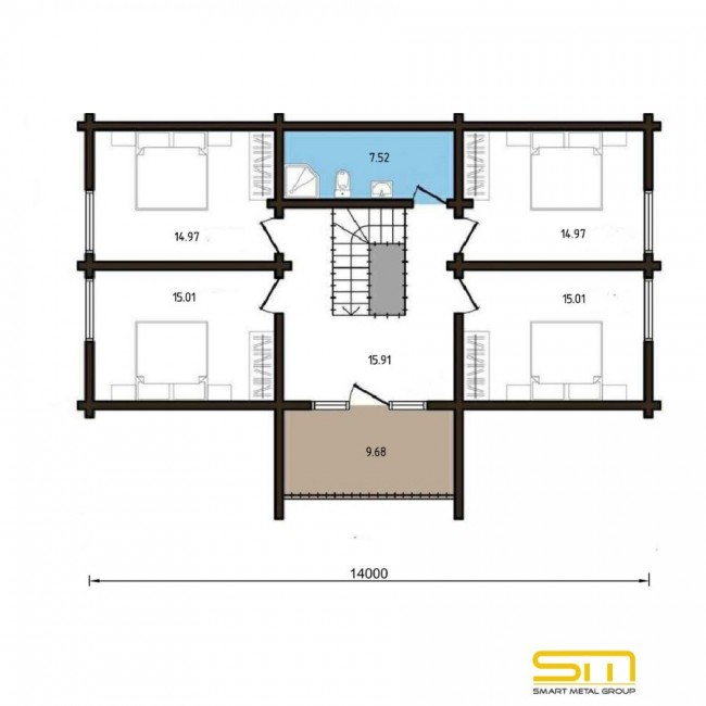 Two-story wooden house