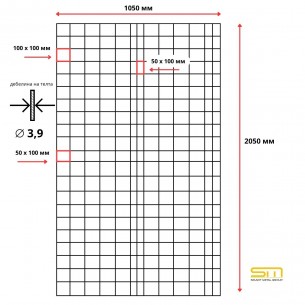 Заварено поцинковано пано 1050х2050мм, Ф3.9, клетка 100х100 мм