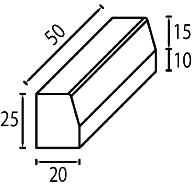 Бордюр тип Скосен 50х20х25 см, модел 2