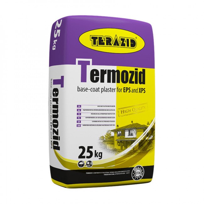 Termozid – hydrophobic mixture for bonding and plastering of EPS and XPS (grey) 25kg.