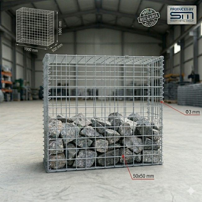 Electrowelded Gabion 100x100x50cm f3 50x50mm