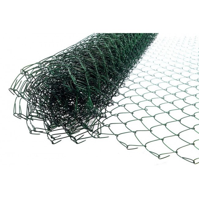 Оградна плетена мрежа с PVC покритие Височина 2.0м. (око55x55) ф1.8/2.6 руло 10м. 