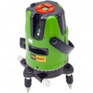 Лазерен нивелир ротационен линеен PROCRAFT LE-3D,  3 зелени лъча, 15м, 635Nm