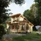 Wooden house with garage Wooden house with garage