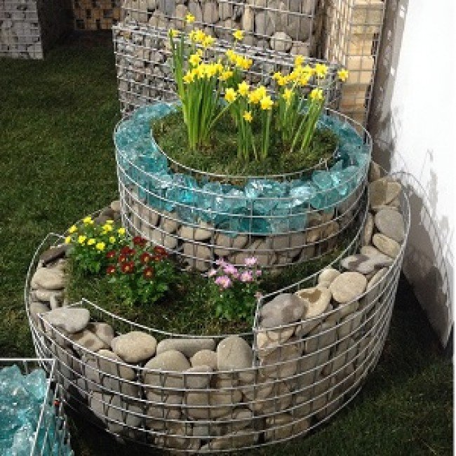 Gabion Flower Garden Spiral L