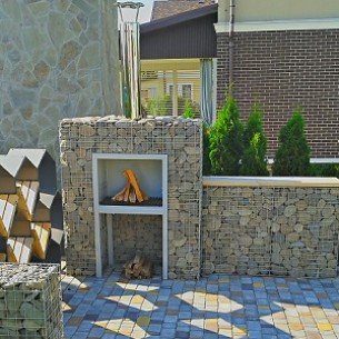 Yerleşik barbekülü Gabion - tasarım gereği Yerleşik barbekülü Gabion - tasarım gereği