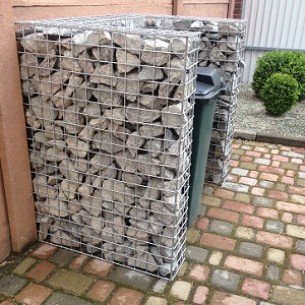 Çöp kutularını çitle çevirmek için Gabion - tasarım gereği