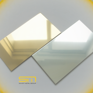 Καθρεφτισμένο πάνελ αλουμινίου σε χρυσό και ασημί 1250 x 3200 x 4 mm (Etalbond)