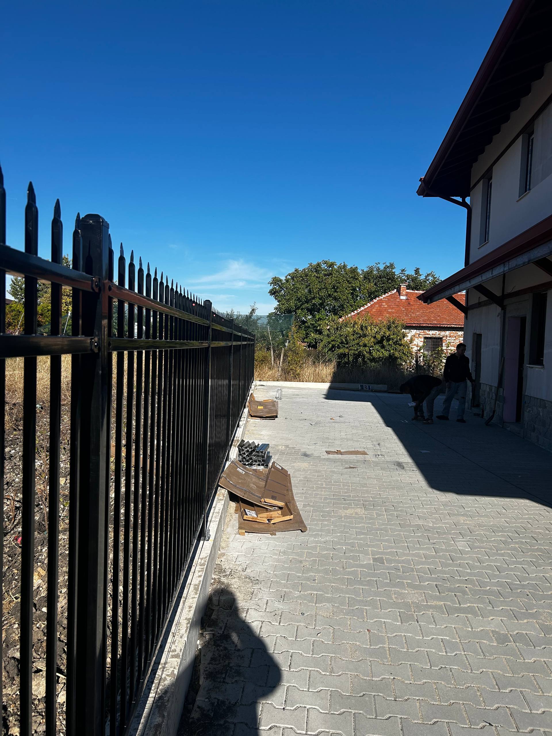 Another view of the fence during installation